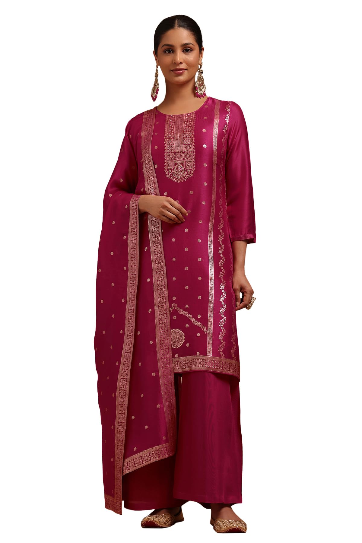 Soch Women Brocade Zari Woven Suit Set with Zari Woven