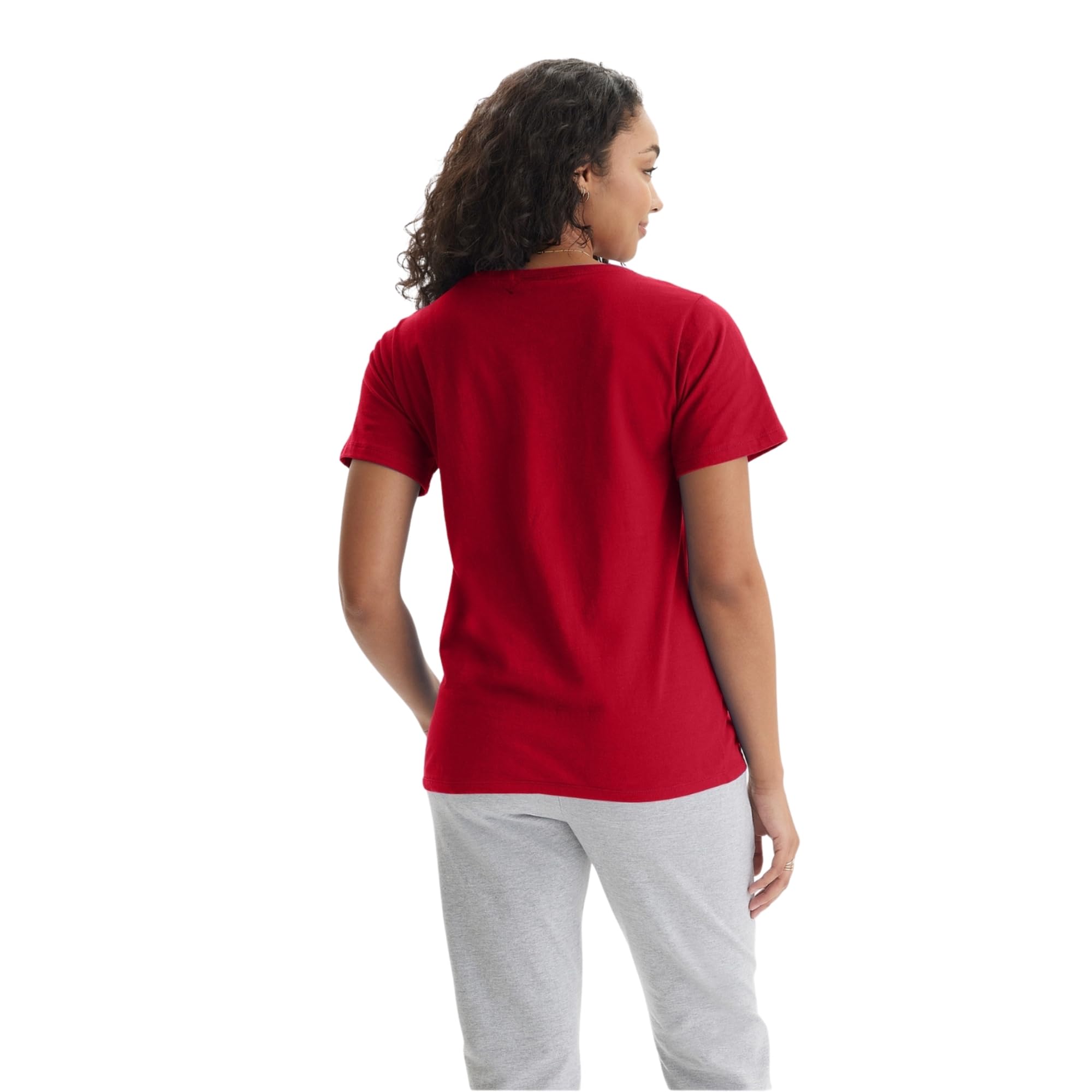 Hanes womens Nano Premium cotton V-neck Tee fashion t shirts, Deep Red, X-Large US