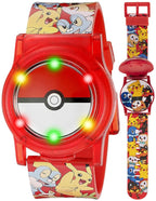 Accutime Kids Pokemon Pokeball Digital LCD Quartz Flip Open Red Wrist Watch, Cool Inexpensive Gift & Party Favor for Boys, Girls