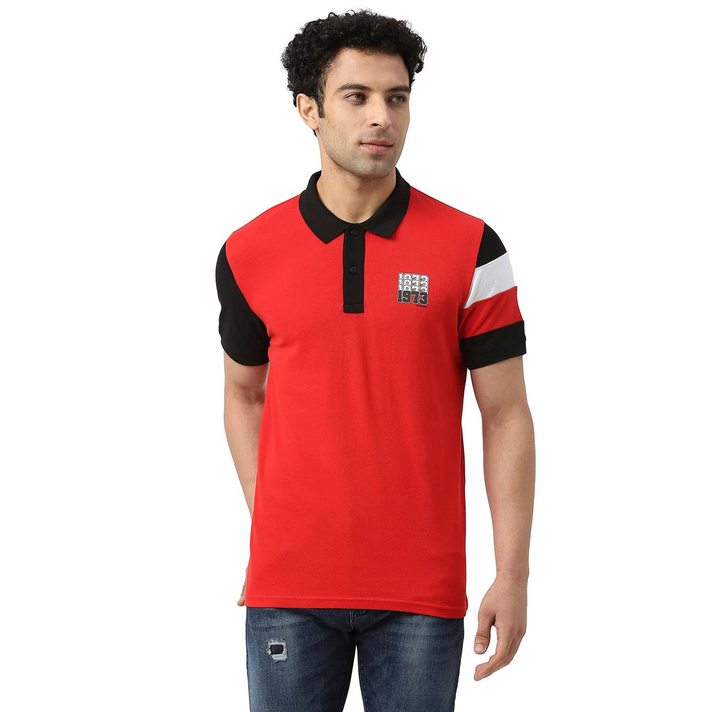 Pepe Jeans MenS Regular Fit Colour Block Polo T-Shirts Red
