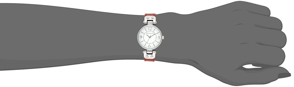 Anne Klein Women's 109443WTRD Silver-Tone White Dial and Red Leather Strap Watch