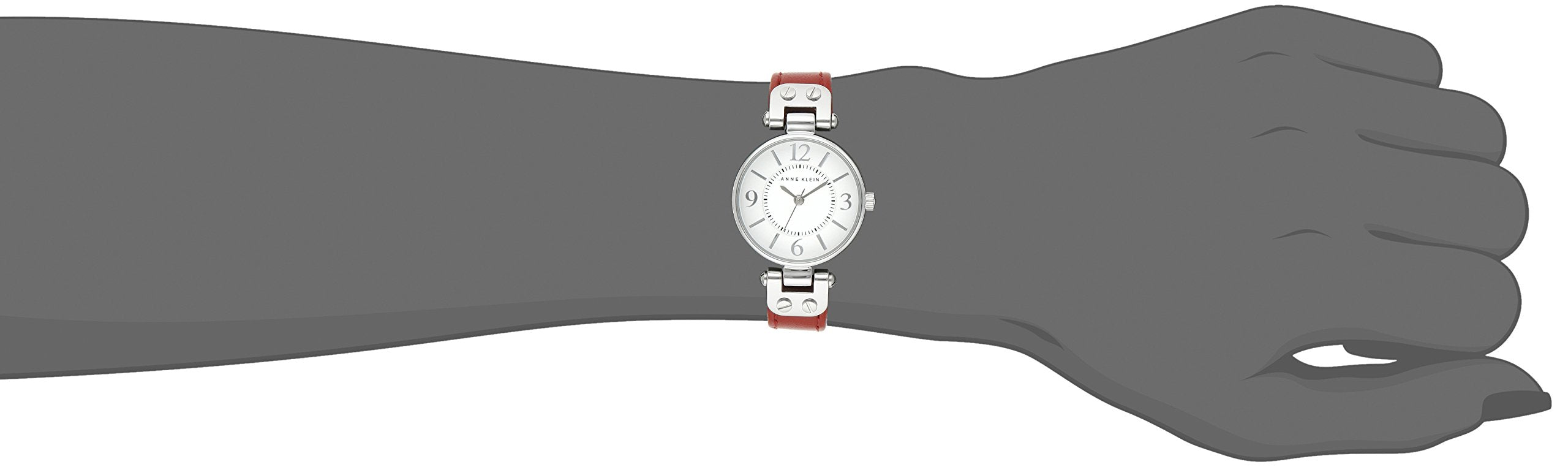 Anne Klein Women's 109443WTRD Silver-Tone White Dial and Red Leather Strap Watch