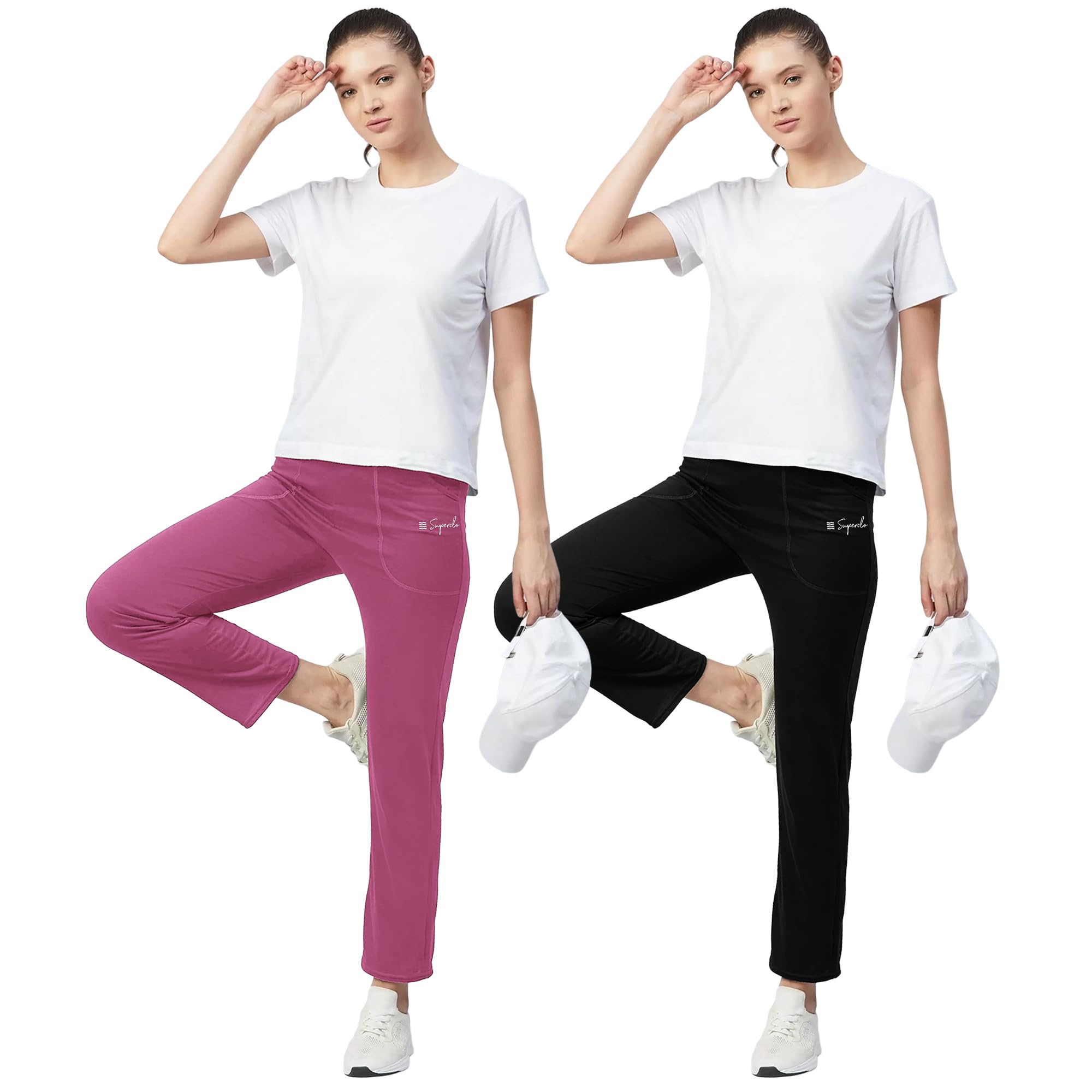 Pinkmint Women Combo Track Pant l Pure Cotton Pyjamas l Fancy Pocket Trouser l Gym, Regular Home Wear (Pack of 2)