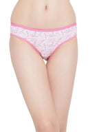 Clovia Womens Cotton Cotton Mid Waist Printed Bikini Panty (PN2519R18_White_XXL)
