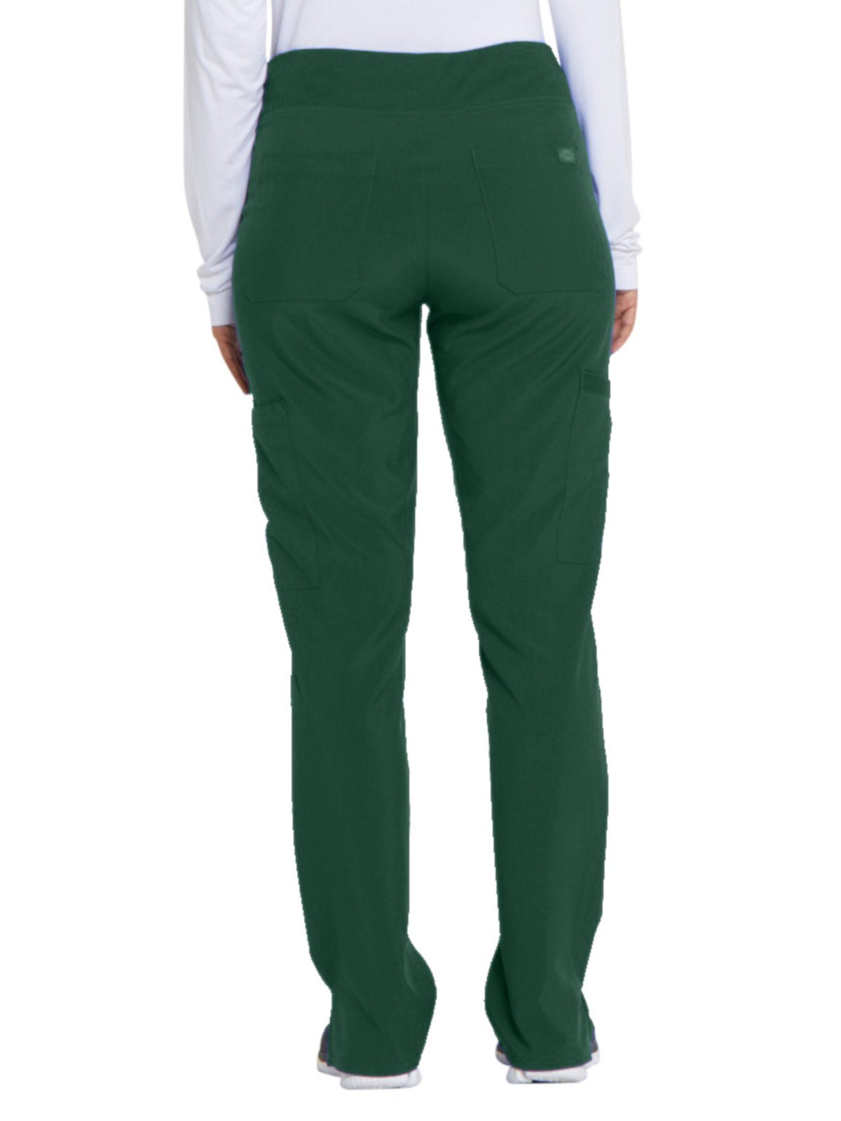 EDS Essentials Pull-On Scrubs for Women, Yoga-Inspired Plus Size DK005P, 3XL Petite, Hunter Green