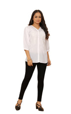 Kesudi WomenS Embroidered Regular Fit Tunic Shirt With Collar Neck - Full Sleeves - Elegant Button-Down Shirt For Office, Casua