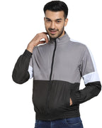 Bewakoof Air 1.0 Mens Color Block Regular Fit Full Sleeve Round Neck Polyester Windcheater Jacket 364950 Grey XL