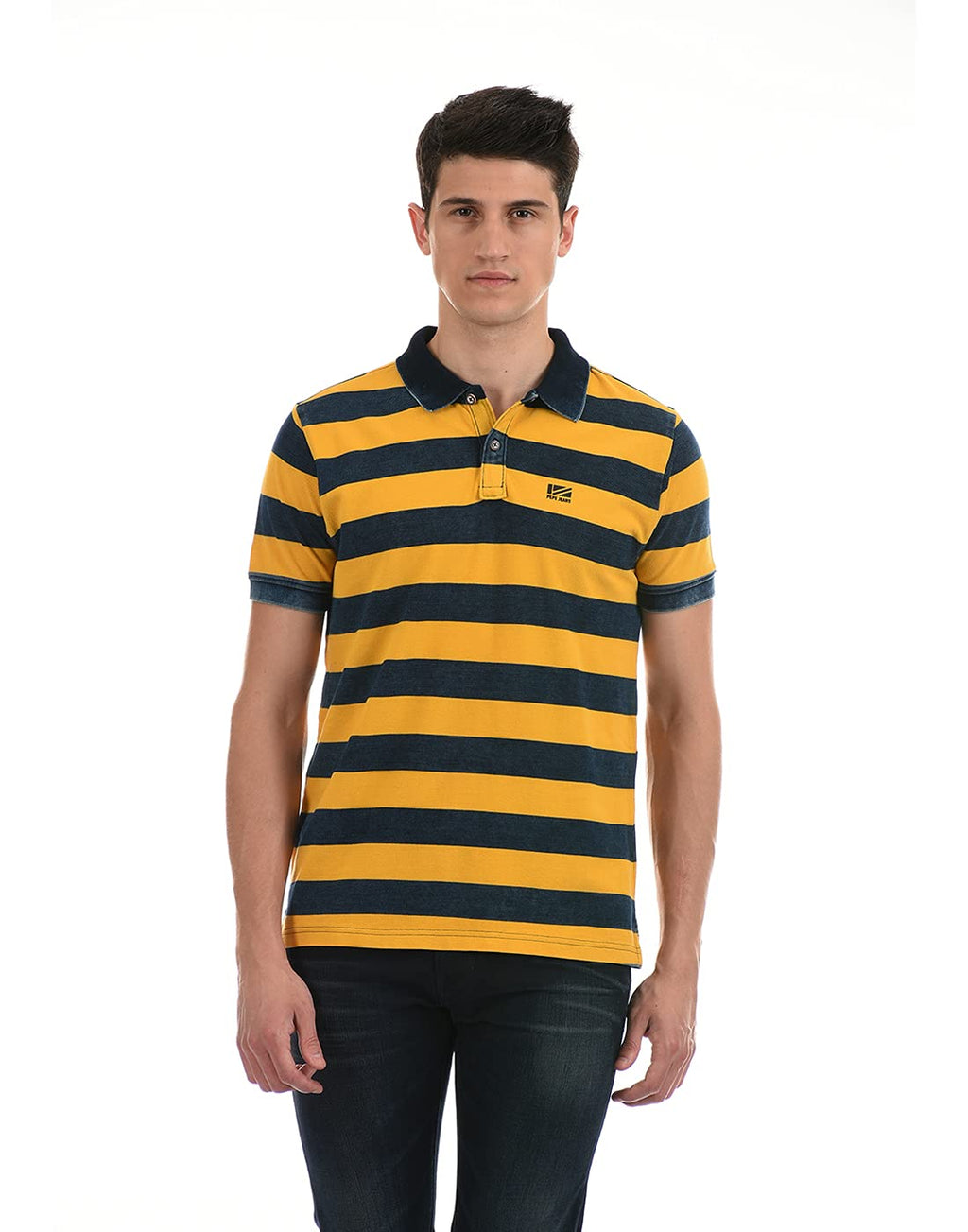 Pepe Jeans MenS Printed Regular Fit Polo (Pm541620_Mustard_Xl)