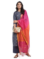 Anni Designer WomenS Rayon Cotton Foil Printed Straight Kurta With Palazzo & Dupatta (Kshi Blue_S_Blue_Small)