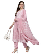 Stylum Women'S Printed Rayon Naira Cut Kurta Pant Dupatta Set (Roseirani38_Pink, M)
