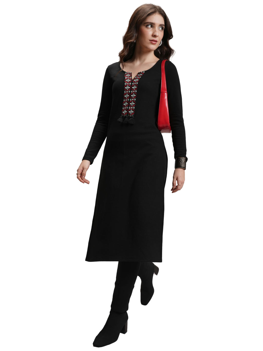 Ketch WomenS Polyester Blend Regular Fit Kurta (Khku000535_Caviar