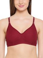 Clovia Womens Cotton Non Padded Wire Free T-Shirt Bra (BR0184Q09-34B_Deep Maroon_Deep Maroon_34B)