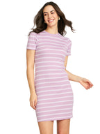 Modeve Women Striped Bodycon Dress Lavender