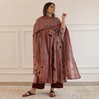 ANNI DESIGNER Womens Rayon Blend Printed Anarkali Kurta with Pant & Dupatta (Prisha Wine_4XL_Wine_XXXX-Large)