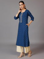 Libas WomenS Viscose Rayon Yoke Design Straight Kurta (26972R Blue
