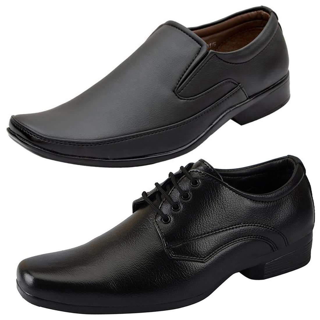 Relaxed Formal Shoes/Party Shoes/ 2 Shoes Combo with Free Belt for Men and Boys (BAZAAR8114_VTR001Blk2003Bdr) Multicolor 9