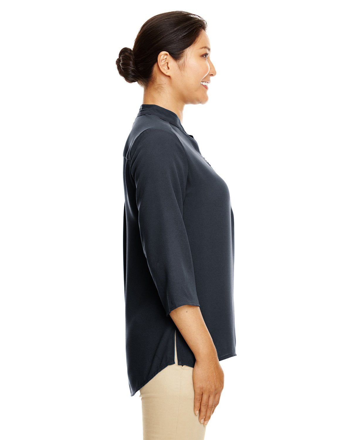 Ladies Perfect Fit34-Sleeve crepe Tunic - BLAcK - XS(D0102H7NAM6)