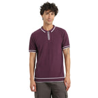 Nobero MenS Self Design Regular Fit Polo Shirt (1M-Twpo-R0028_Midnight Plum