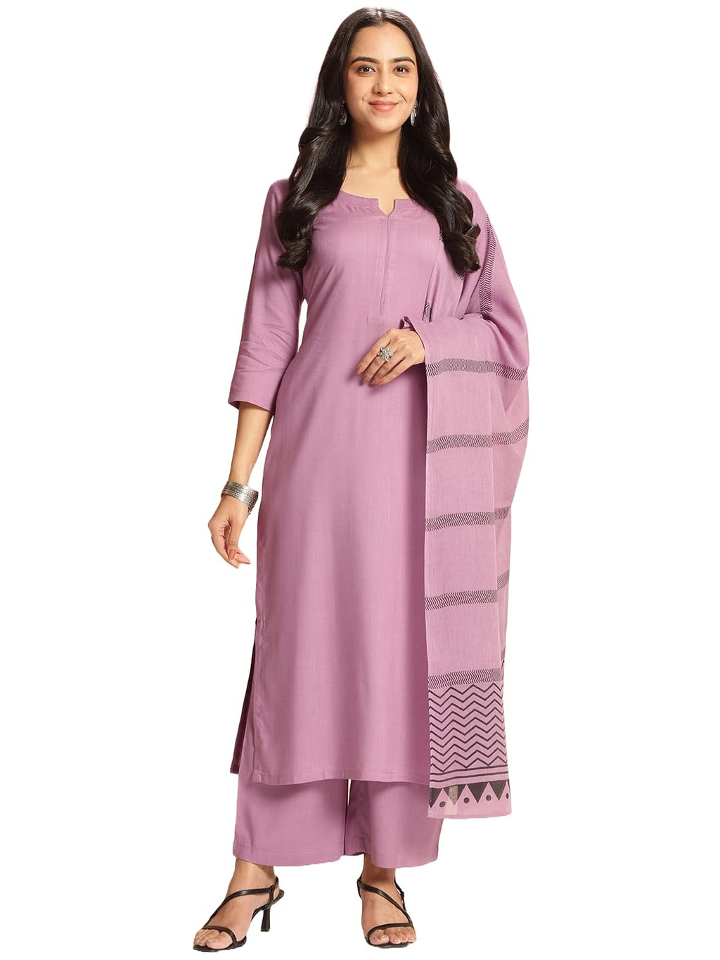 ANNI DESIGNER Womens Rayon Viscose Solid Straight Kurta with Pant & Dupatta (Raja Saab Purple-VKS09_4XL_Purple_XXXX-Large)