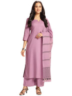 ANNI DESIGNER Womens Rayon Viscose Solid Straight Kurta with Pant & Dupatta (Raja Saab Purple-VKS09_4XL_Purple_XXXX-Large)