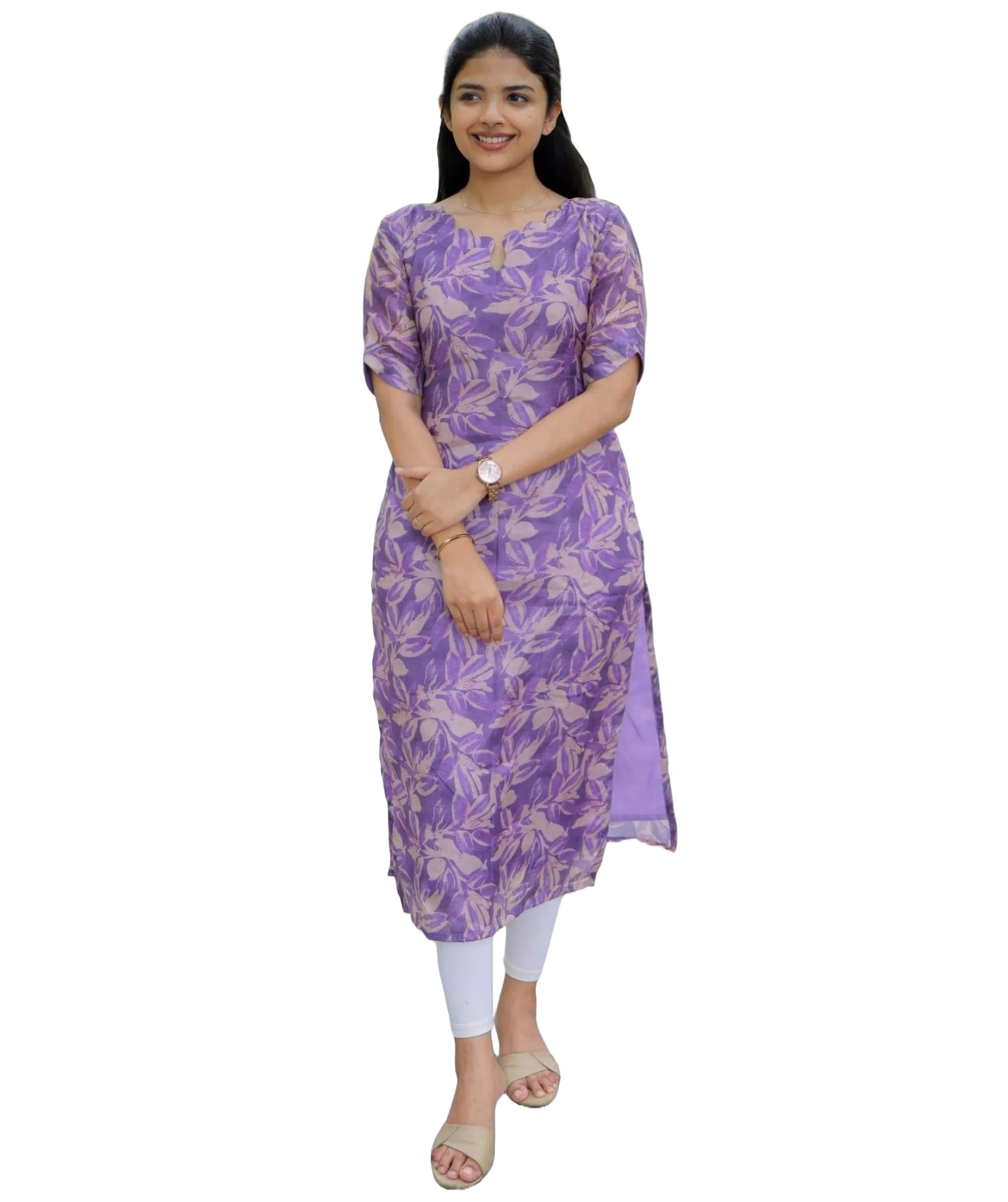 ANNI DESIGNER Womens Viscose Chanderi Floral Straight Kurta (Godavari-CLRS_Blue_Large)