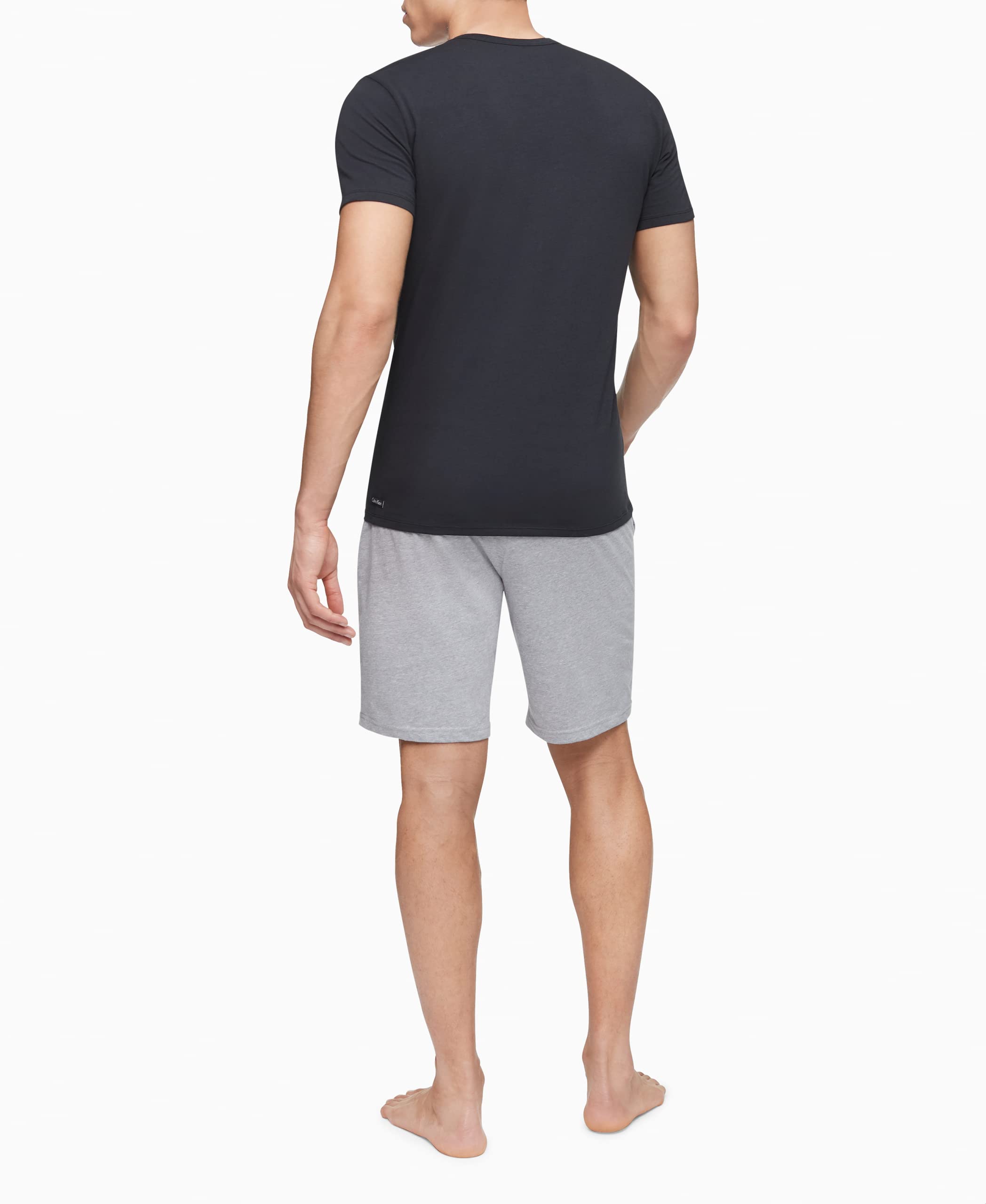 Calvin Klein Men's Cotton Stretch Undershirt Packs, 3 Black-Vneck, Medium