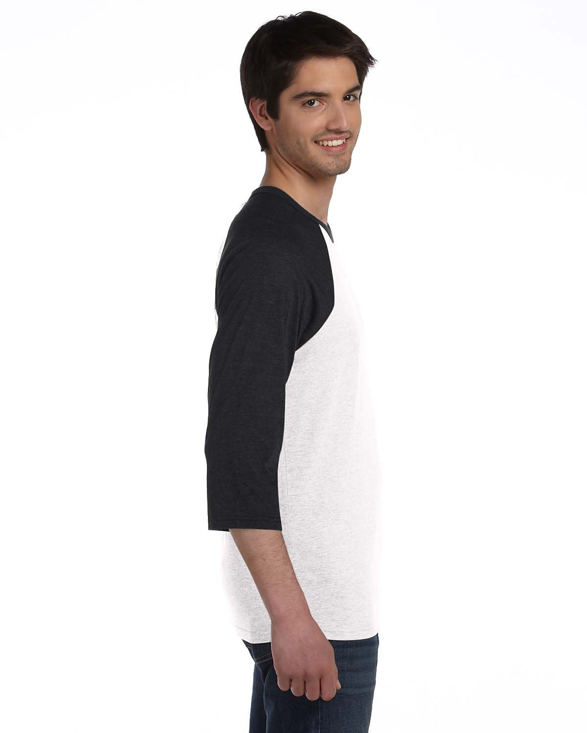 Unisex 34-Sleeve Baseball T-Shirt - gRY cHR BLK TRB - S(D0102H7WgV2)