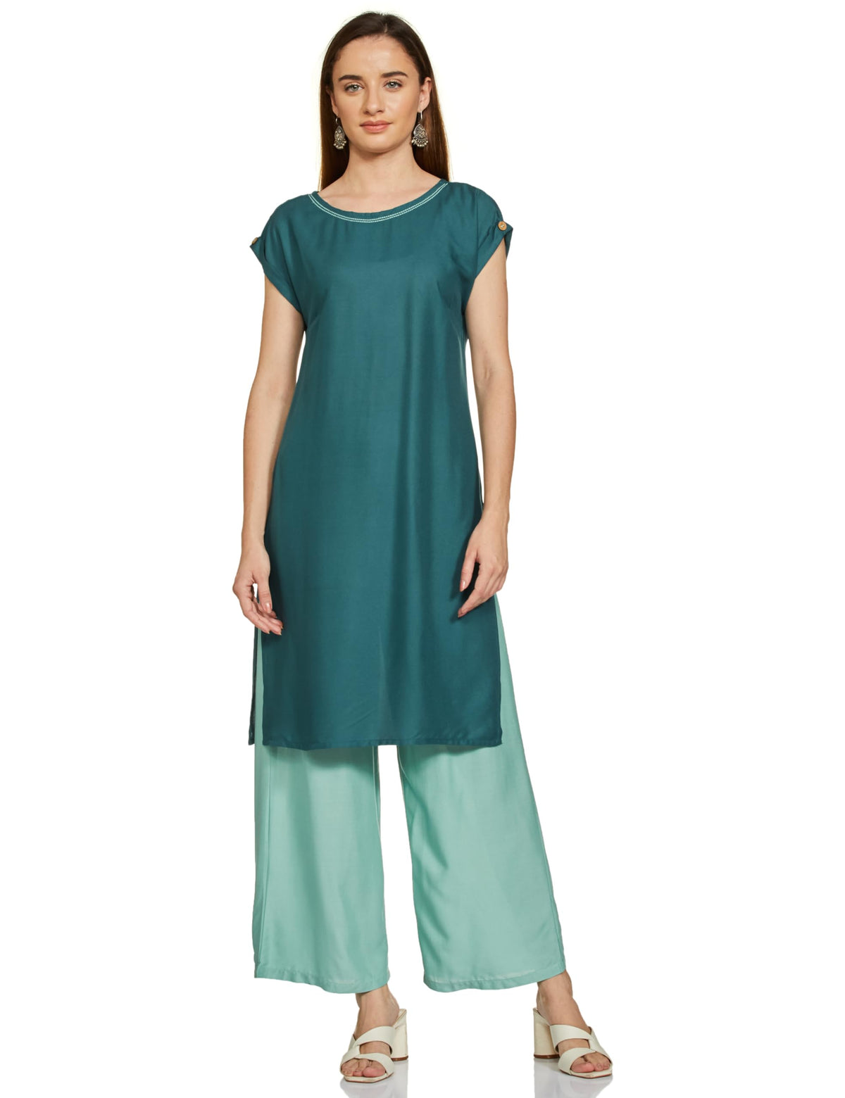 Aurelia Womens Viscose Kurta, Cullote (22ONAS13268-604173_Blue