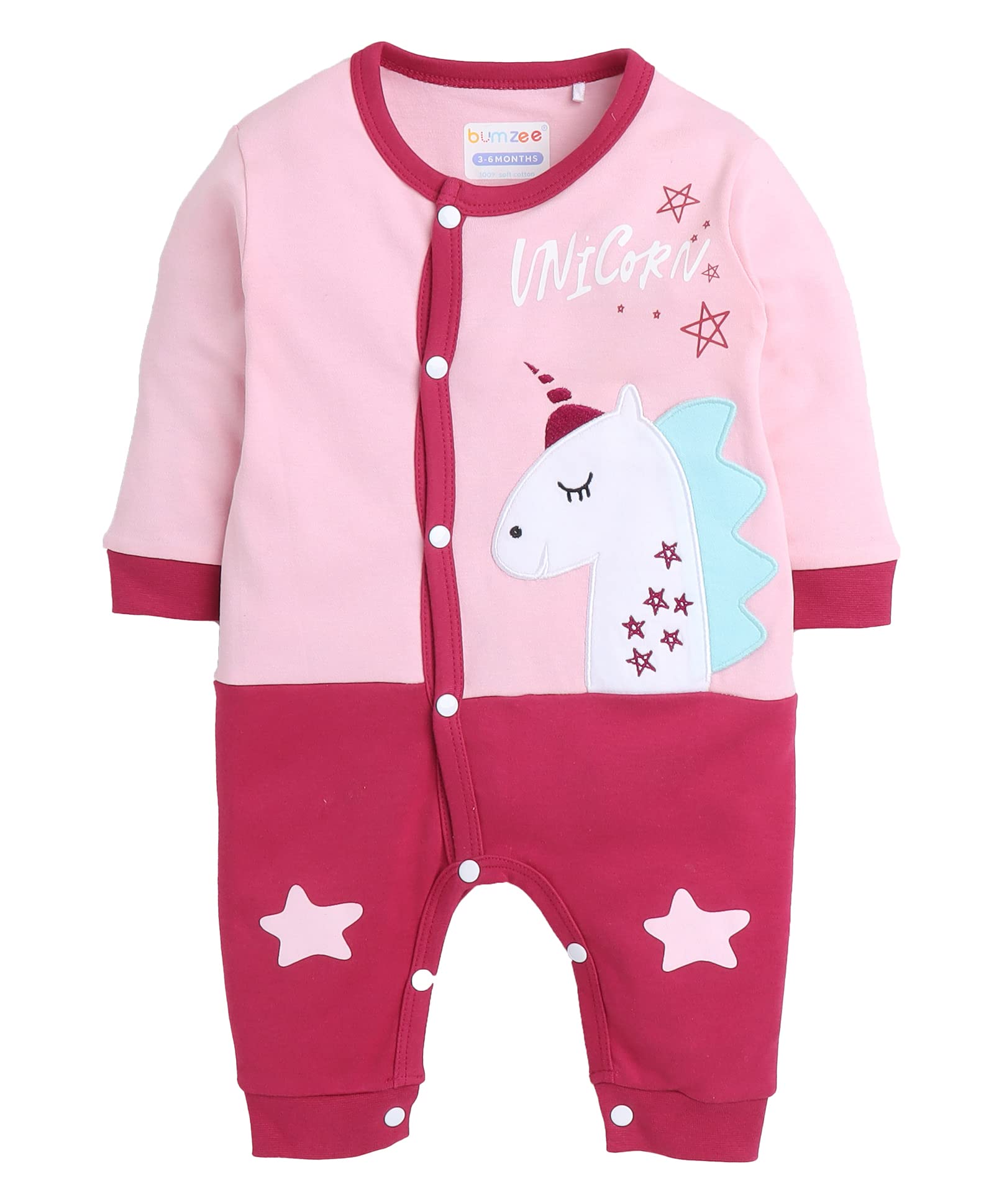 BUMZEE Multi Girls Full Sleeves Fancy Sleepsuit Age - 6-9 Months (Peb313D-mlt) Multicolour