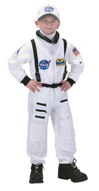 Aeromax Jr. Astronaut Suit with Embroidered Cap, White, size 8/10