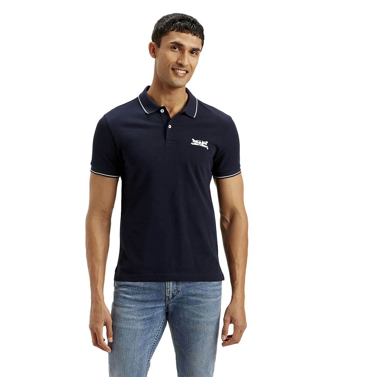 LeviS MenS Solid Slim Fit Polo TShirt Navy 34