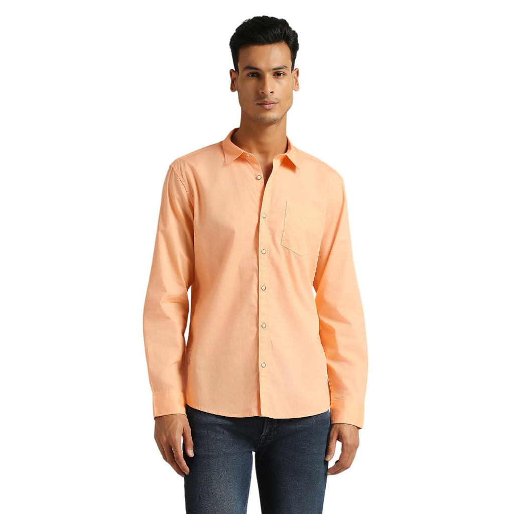 Pepe Jeans MenS Regular Fit Shirt (Pm308752_Peach Orange Red