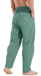 perdontoo Mens Linen Cotton Loose Fit Casual Lightweight Elastic Waist Summer Pants (XX-Large, Green)