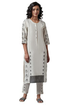 W For Woman Ecru Printed Straight Kurta_22Few17336-118115_M