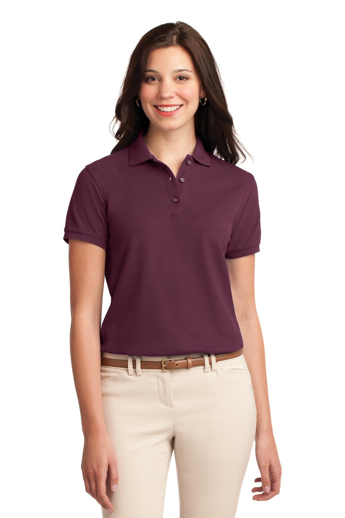 Port Authority Ladies Silk Touch Polo S Maroon