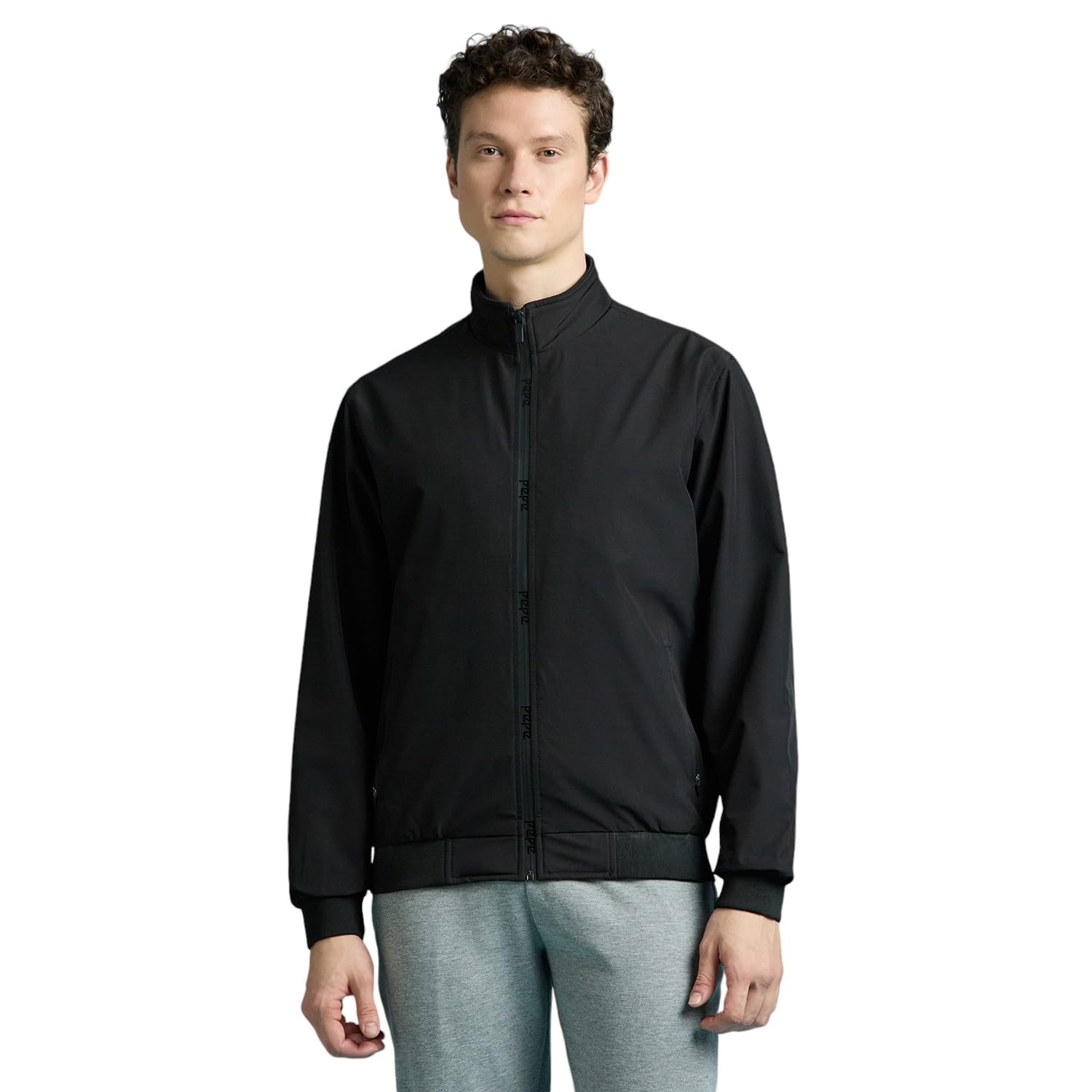 Black High Neck Full Sleeve Lightweight Jacket