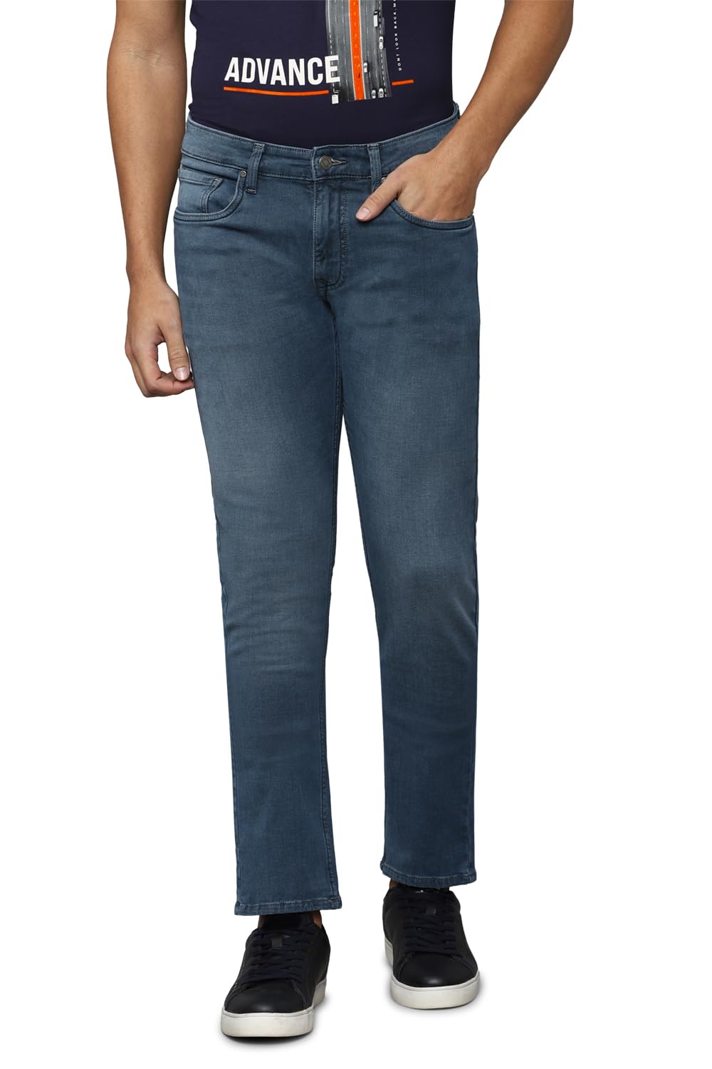 Louis Philippe MenS Slim Jeans Mid Blue