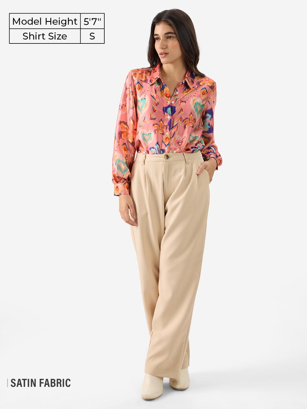 The Souled Store Floral Ink Women and Girls Stylish Comfortable Regular Fit Long Sleeve Collared Neck Button Down Pink All Over