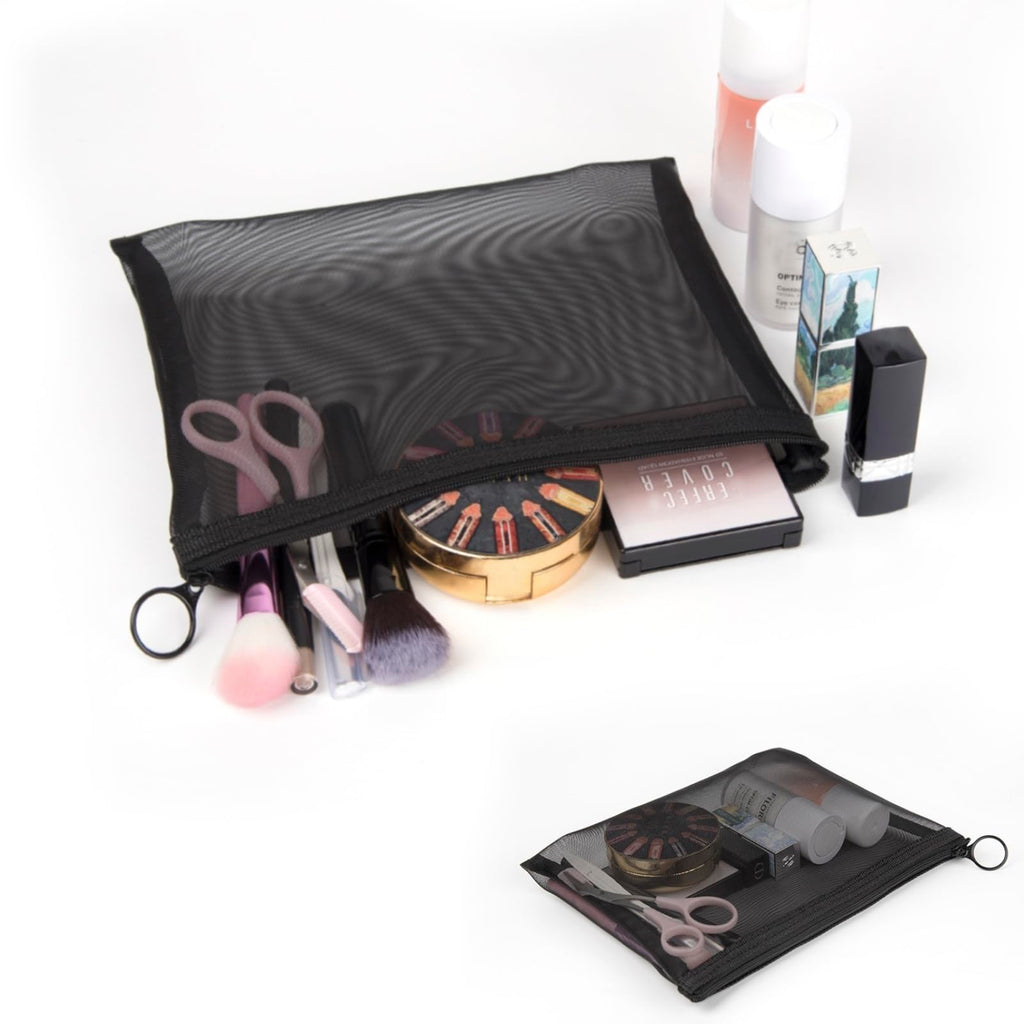 patu Zipper Mesh Bags, Size L / A5, 5 Pieces, Beauty Makeup Cosmetic Accessories Organizer, Travel Toiletry Kit Set Storage Pouc