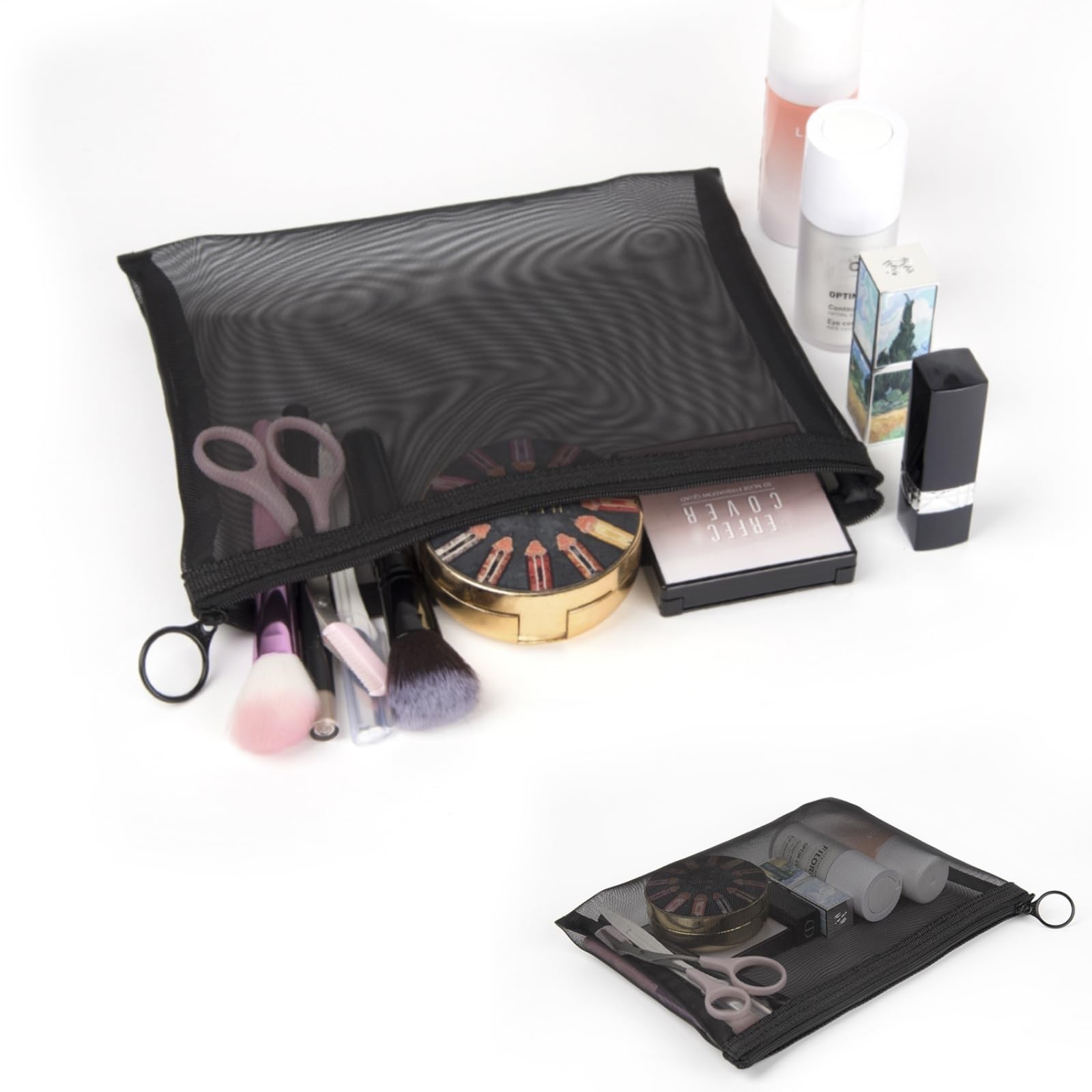 patu Zipper Mesh Bags, Size L / A5, 5 Pieces, Beauty Makeup Cosmetic Accessories Organizer, Travel Toiletry Kit Set Storage Pouc