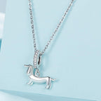 VOROCO Dachshund Charm for Bracelet 925 Sterling Silver Puppy Dog Charm Christmas Birthday Gifts Fit Women