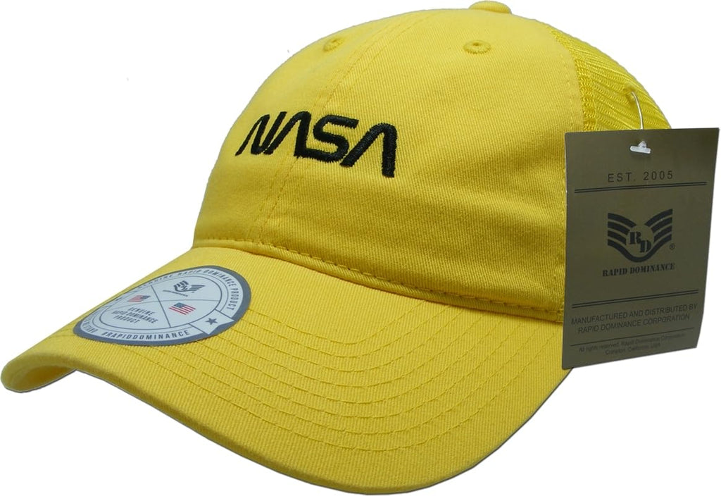 NASA Soft Trucker Caps, Worm, Yellow
