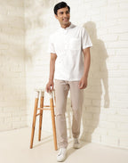 Fabindia MenS Solid Relaxed Fit Shirt (2123224White_White