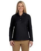 Ladies Pima Piqu Long-Sleeve Polo - BLAcK - S(D0102H7YRgX)