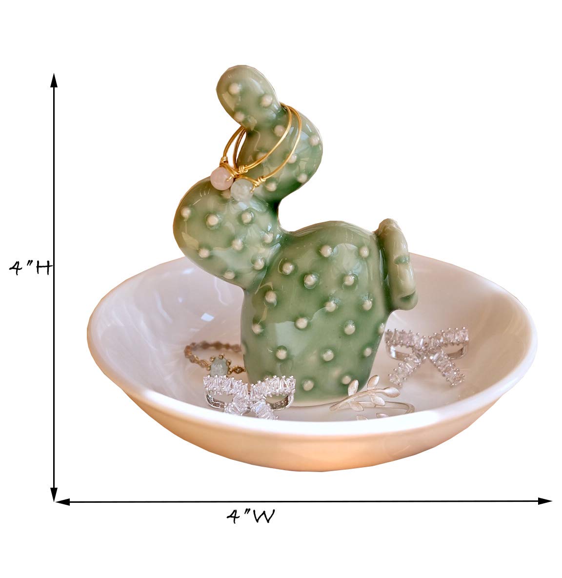 PUDDING CABIN Cactus Christmas Gifts for Women Cactus Ring Holder Dish Birthday Gifts for Women Girls Friends, Cactus Decor for
