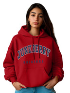 Juneberry Fleece Oversized Baggy Fit Hooded Sweatshirt Drop Shoulder Typographic Logo Printed Full Sleeve Hoodie For Women (Os_H