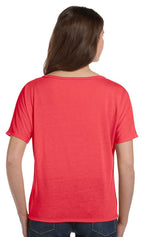 Ladies Slouchy V-Neck T-Shirt - BLAcK - S(D0102H7W1IJ)