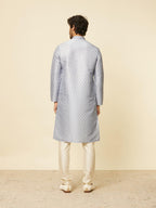 Manyavar Mens Grey Art Silk Self Design Kurta Pyjama Set