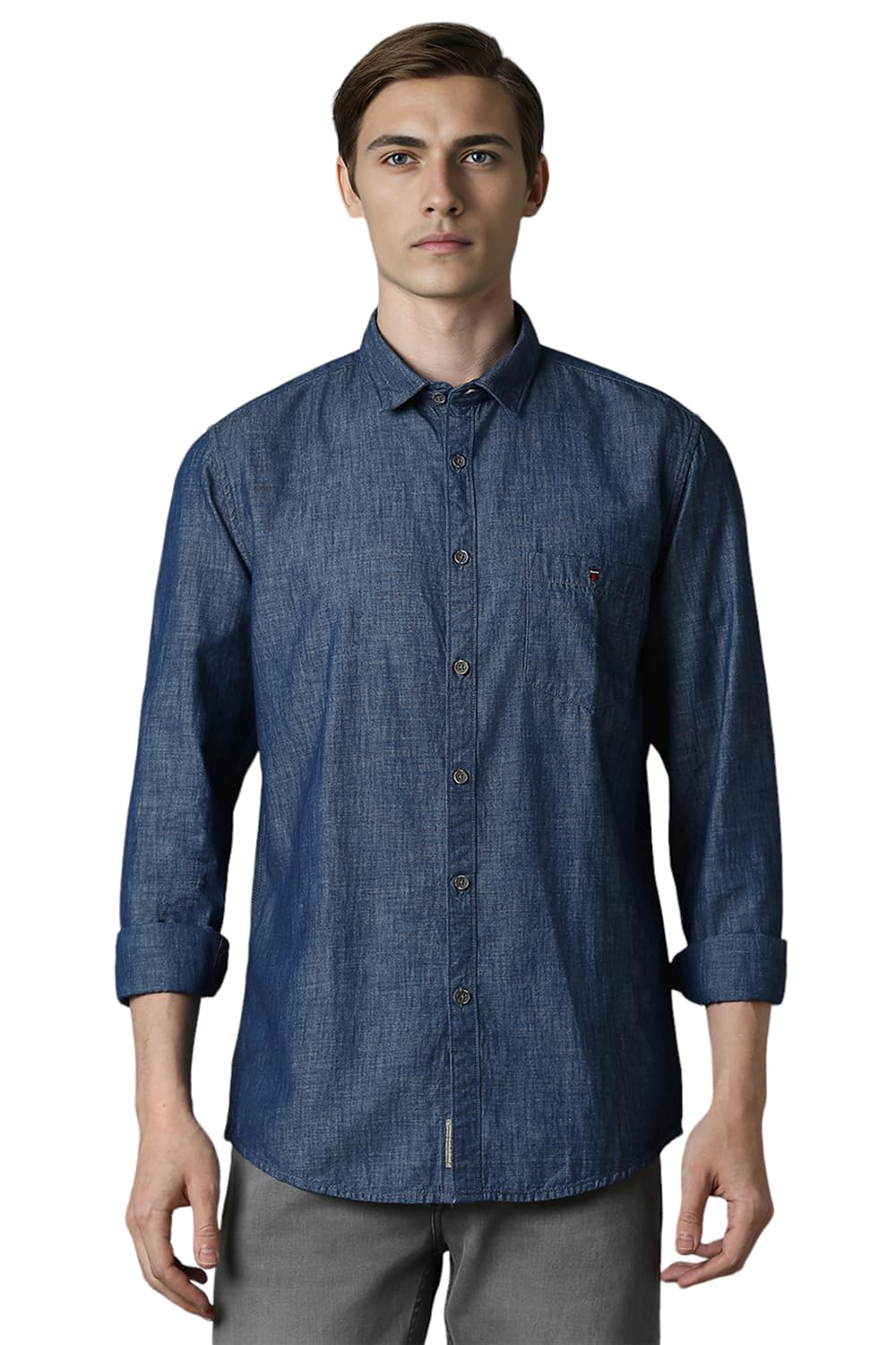 Louis Philippe Men Blue Super Slim Fit Textured Full Sleeves Casual Shirt