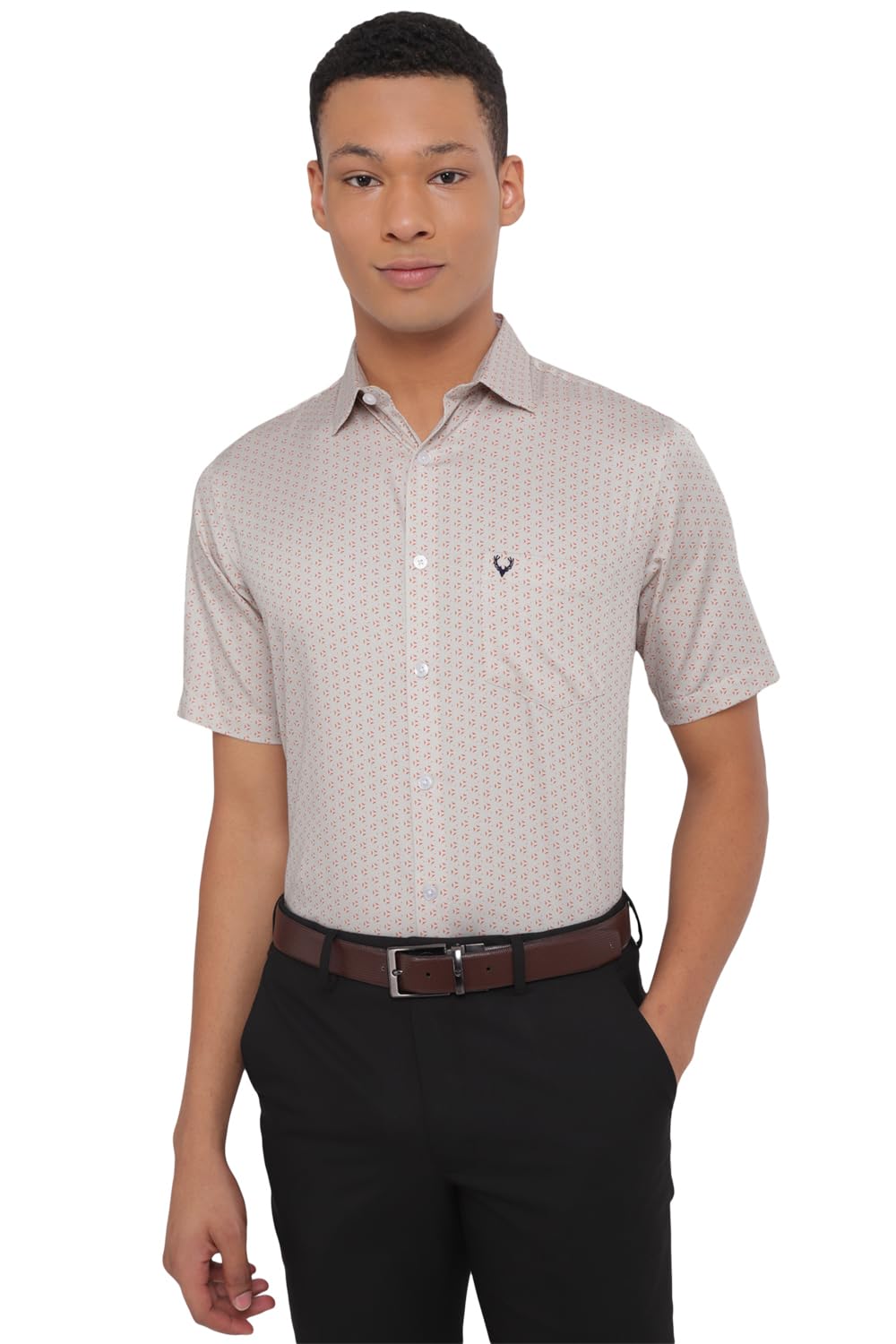 Allen Solly Men Slim Fit Printed Formal Cotton Half Sleeve Shirt